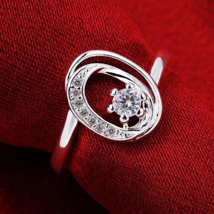 Jenny Jewelry R652 Silver Plated Design Lady Ring