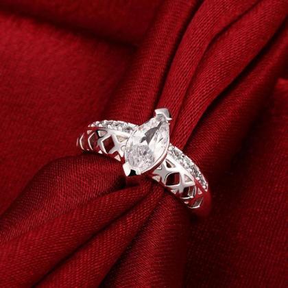 Jenny Jewelry R711 Elegant Big Ruby Silver Plated..
