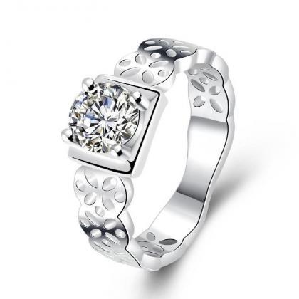Jenny Jewelry R717 Elegant Big Ruby Silver Plated..