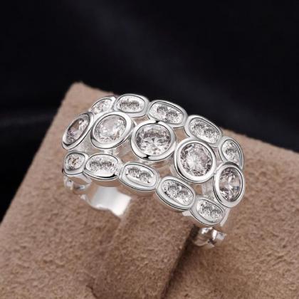 Jenny Jewelry R723 Silver Plated Design Lady Ring