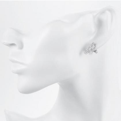 Jenny Jewelry E065-c Graceful Inlaid White Zircon..