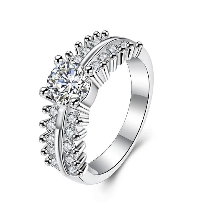 Jenny Jewelry R713 Newest Princess Silver Wedding Rings