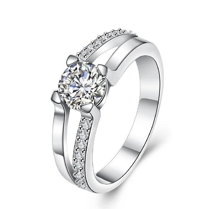 Jenny Jewelry R719 Newest Princess Silver Wedding Rings