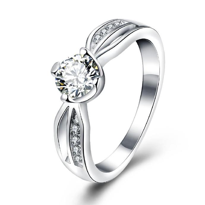 Jenny Jewelry R720 Stylish European Design Silver Plating Engagement Cubic Diamond Ring