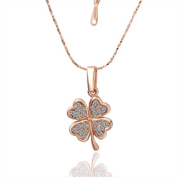 Jenny Jewelry N001 18k Real Gold Plated Lucky Clover Crystal Pave Setting Pendant Necklace