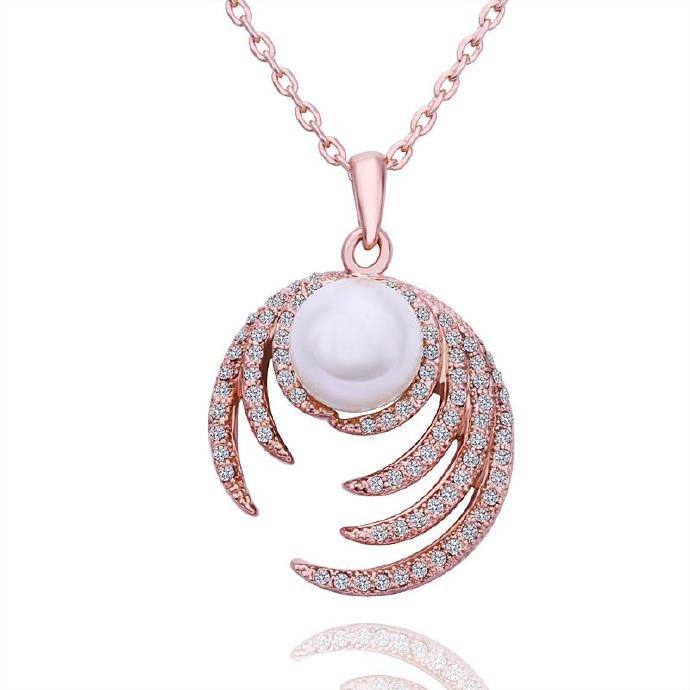 Jenny Jewelry N525 18k Real Gold Plated Women Aritificial Pearl Design Pendant Necklace