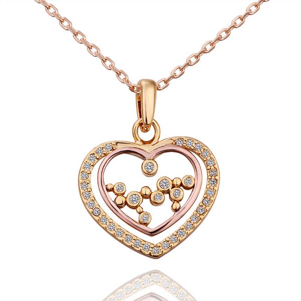 Jenny Jewelry N576 18k Real Gold Plated Couples' Heart Design Trendy Necklace