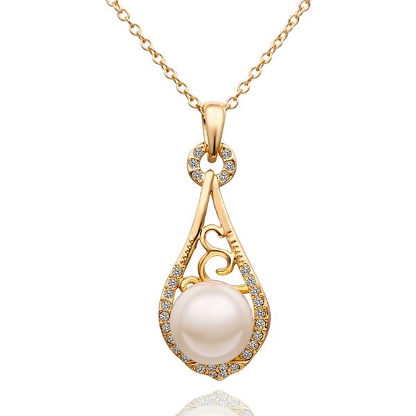 Jenny Jewelry N627 18k Real Gold Plated Traditional Design Artificial Pearl Pendant Necklace