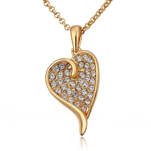 Jenny Jewelry N707 Anti-allergic 18k Real Gold Plated Women Fashion Heart Crystal Jewelry