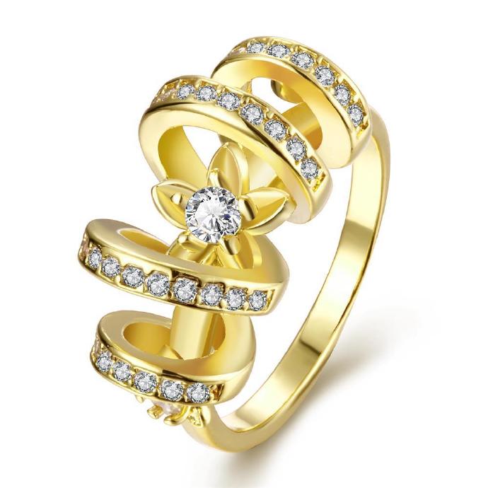Jenny Jewelry R106-a-8 High Quality Fashion Jewelry 24k Plated Zircon Ring
