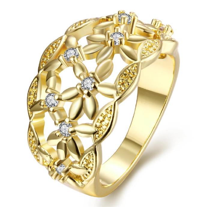 Jenny Jewelry R108-a-8 High Quality Fashion Jewelry 24k Plated Zircon Ring