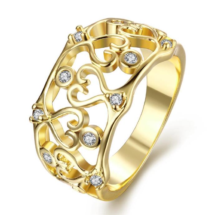 Jenny Jewelry R109-a-8 High Quality Fashion Jewelry 24k Plated Zircon Ring