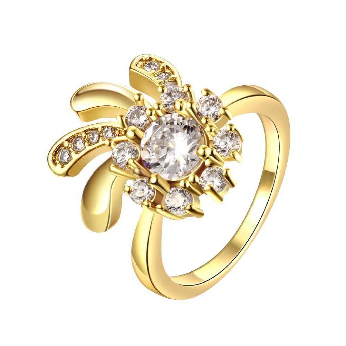 Jenny Jewelry R116-a-8 High Quality Fashion Jewelry 24k Plated Zircon Ring