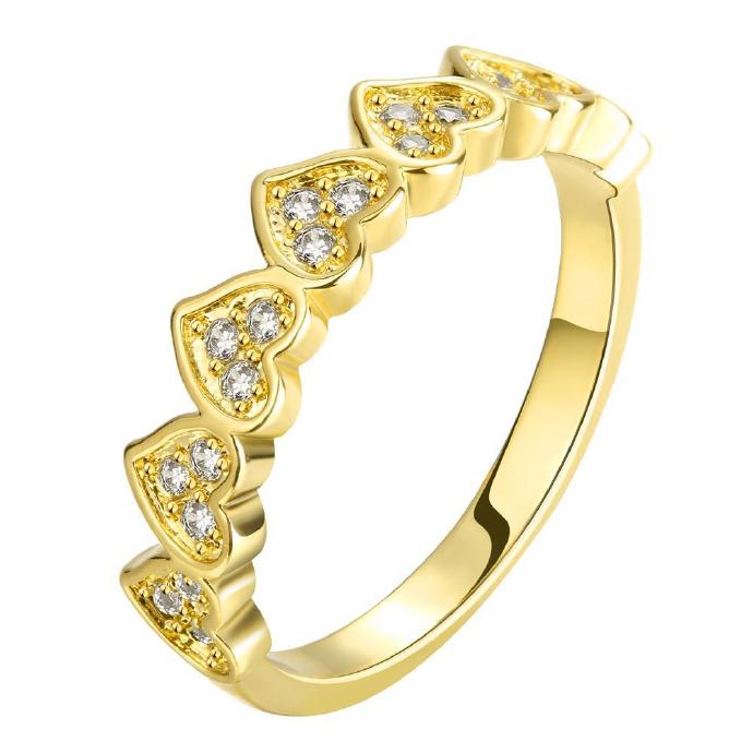 Jenny Jewelry R118-a-8 High Quality Fashion Jewelry 24k Plated Zircon Ring ,available Size 7,8