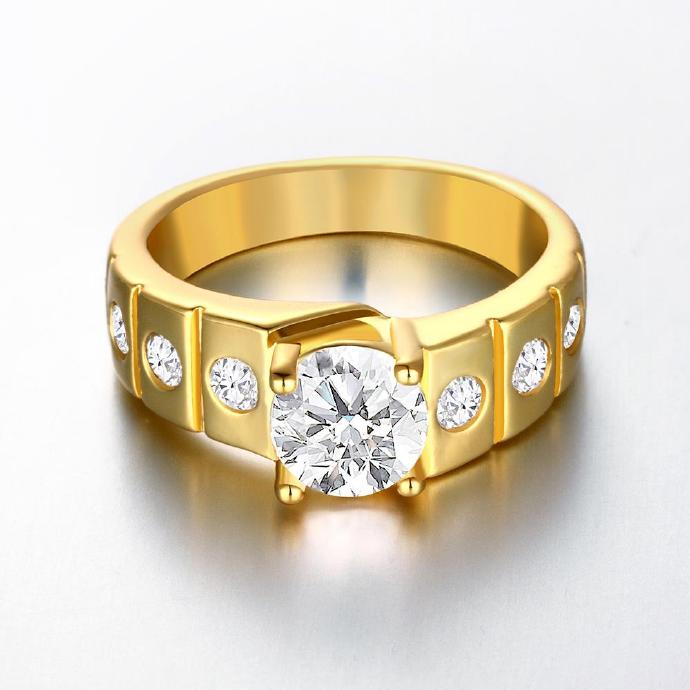 Jenny Jewelry R123-a-8 High Quality Fashion Jewelry 24k Plated Zircon Ring