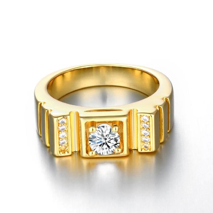 Jenny Jewelry R131-a-8 High Quality Fashion Jewelry 24k Plated Zircon Ring ,available Size 7,8