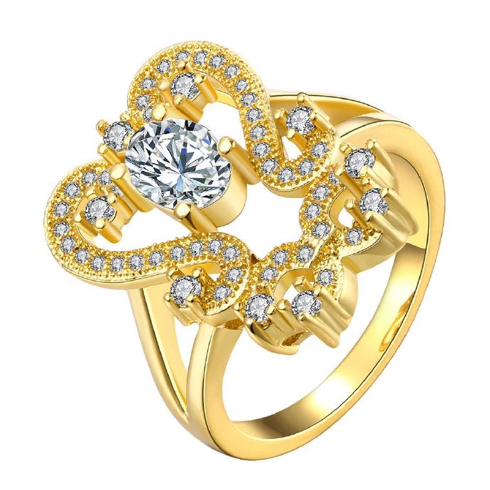 Jenny Jewelry R159-a-8 High Quality Fashion Jewelry 24k Plated Zircon Ring