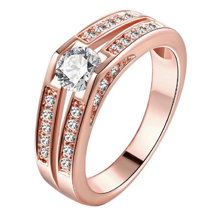 Jenny Jewelry R183-a-8 High Quality Fashion Jewelry 18k Plated Zircon Ring ,available Size 7,8