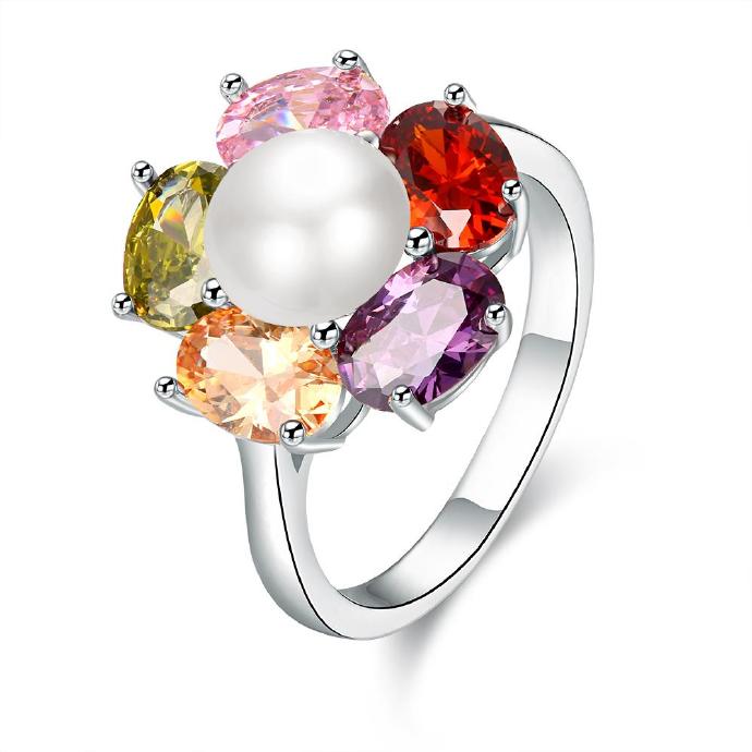 Jenny Jewelry R412-a-8 High Quality Fashion Jewelry White Plated Zircon Ring