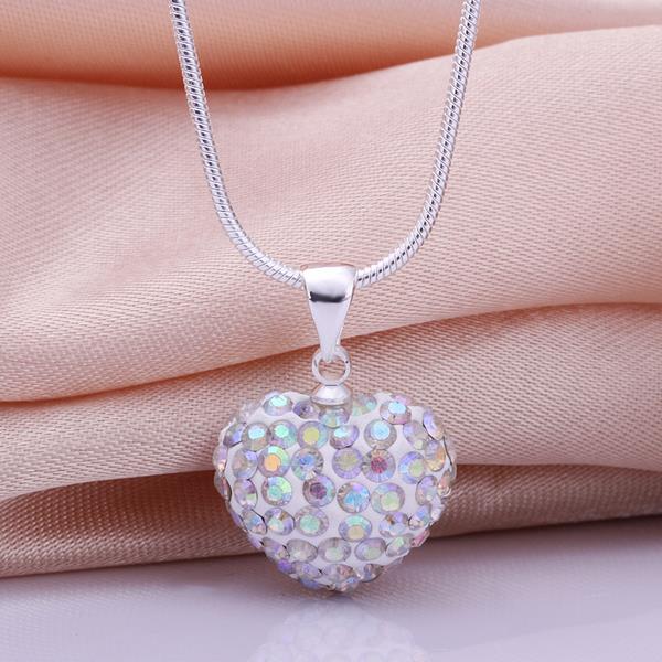 Jenny Jewelry N023 Mix Color Jewelries Necklace Heart Pendant Necklace Crystal Silver Jewelry For Women