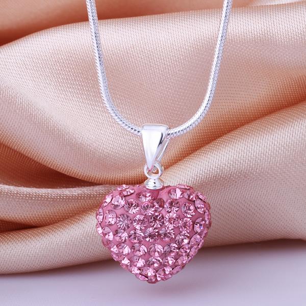 Jenny Jewelry N024 Mix Color Jewelries Necklace Heart Pendant Necklace Crystal Silver Jewelry For Women