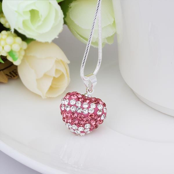Jenny Jewelry N102 Mix Color Jewelries Necklace Heart Pendant Necklace Crystal Silver Jewelry For Women